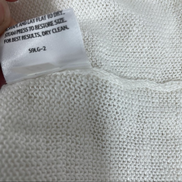 Eileen Fisher White Knit Linen Box Neck Longsleeve - Picture 7 of 7